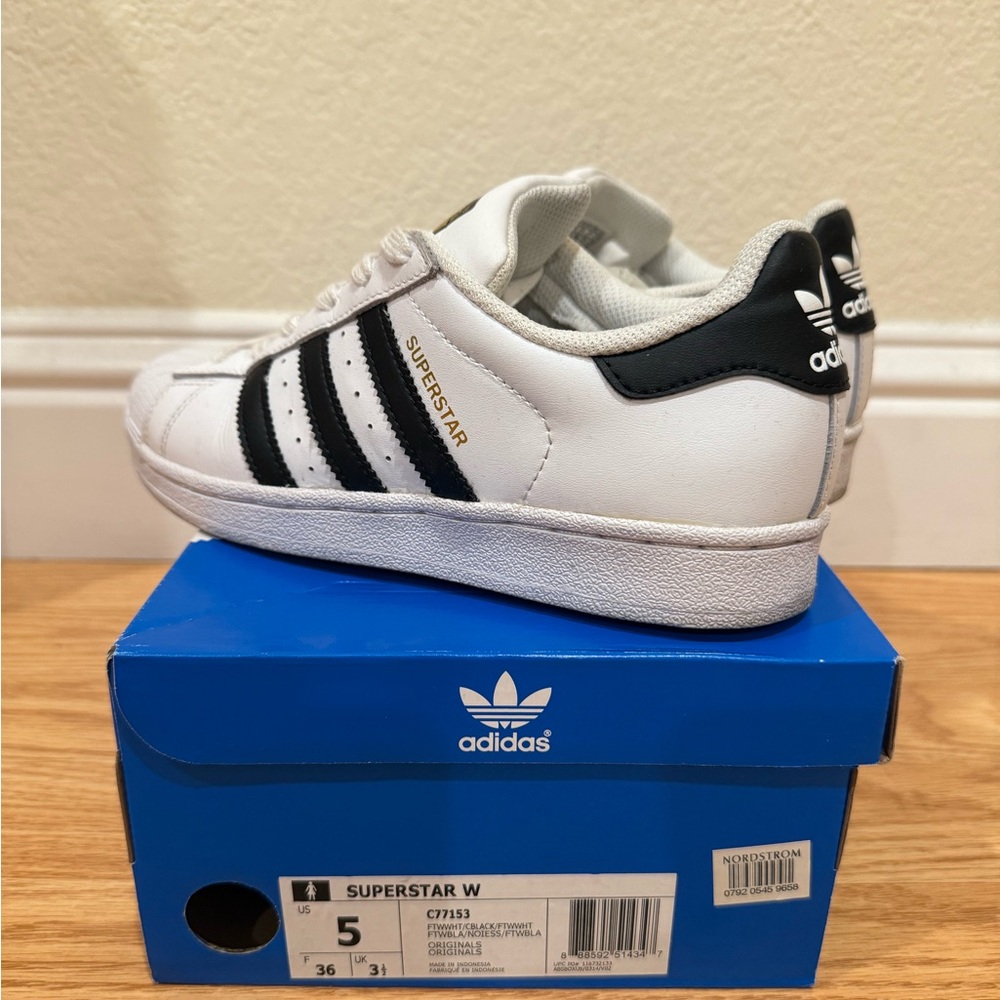 Adidas Unisex Superstar White and Black Shoes